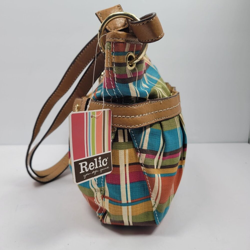 Vintage Relic by Fossil Plaid Multicolor Striped Crossbody Bag - Picture 3 of 12